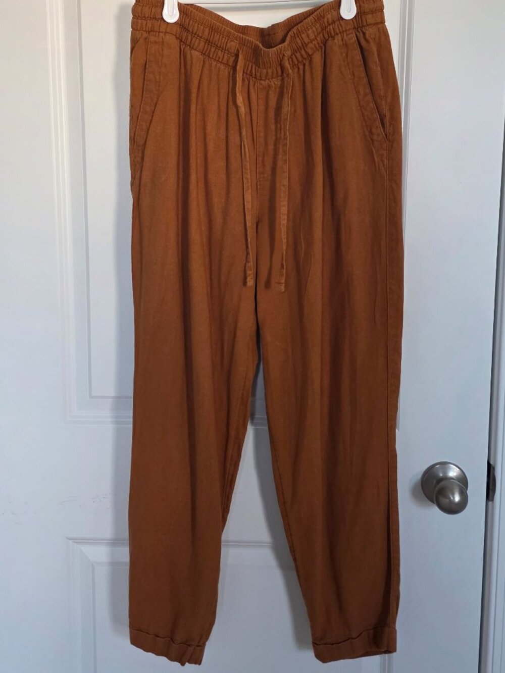 Old Navy Burnt Orange Cropped Linen Blend Pants - Size Small